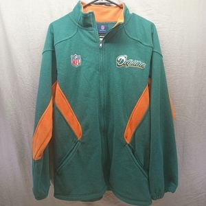 NFL Miami Dolphins Teal/Orange Fleece zipup Sweater Size xl